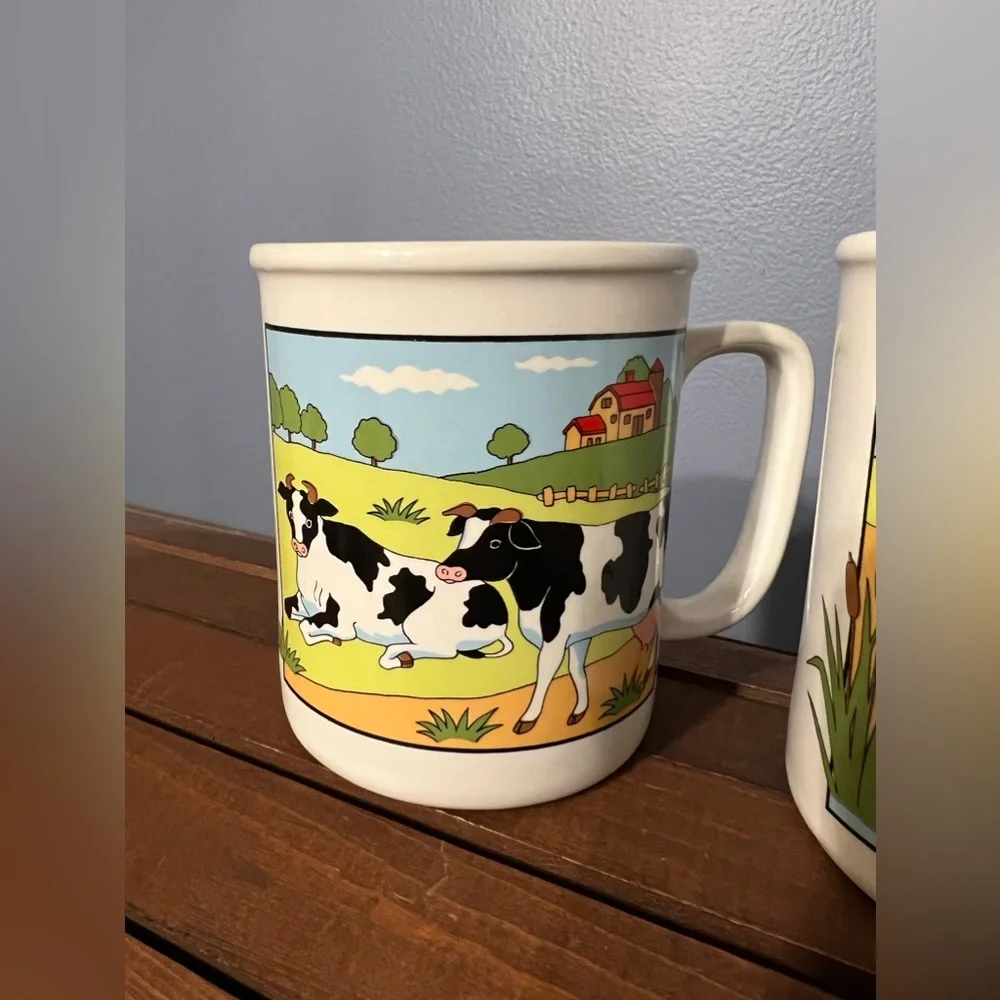 Fred Roberts Farm Animal Mug Set‎ Stoneware Boxed Illustrations Japan Set of 2